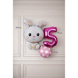 Kit 3 Balão Metalizado 1 COELHO DE BOLINHA GIGANTE PÁSCOA + N° 70CM PINK + REDONDO POÁ ROSA CLARO em Oferta na Shopee