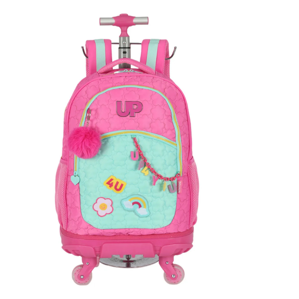 Mochila Escolar Infantil Up4you Rodinhas De Skate 360 Rosa-chiclete MC49162UP0300UN Luxcel