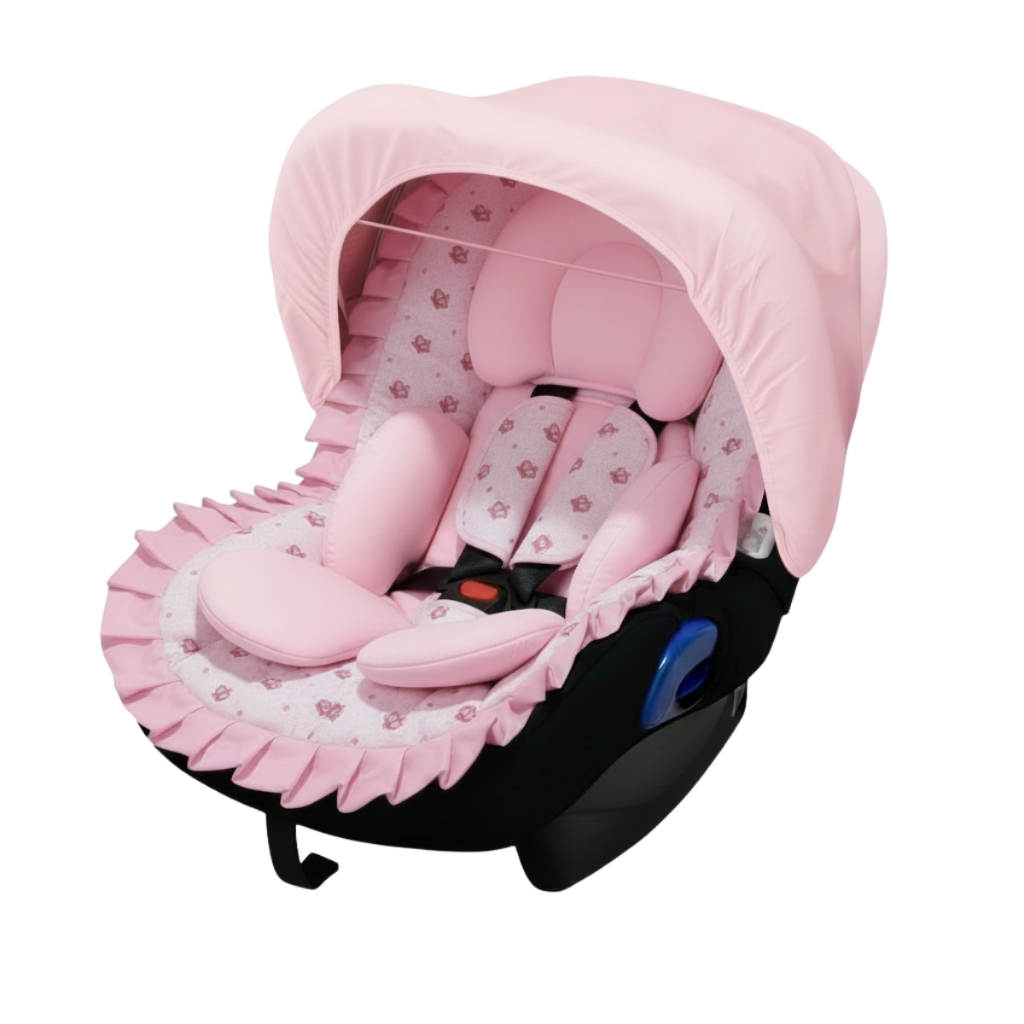 Kit Capa de Bebe Conforto + Apoio Redutor + Protetor de Cinto + Capota Solar Princesa Rosa em Oferta na Shopee