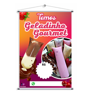 BANNER FAIXA GELADINHO GOURMET, JUJU,SACOLÉ,GELADÃO (BAN 521) em Oferta na Shopee