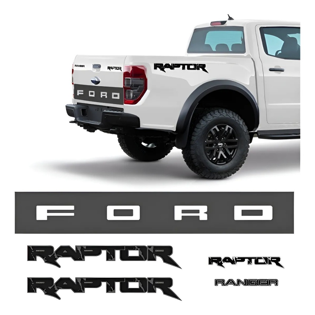 Adesivo Ford Ranger Raptor + Faixa Tampa Ford Preto/grafite