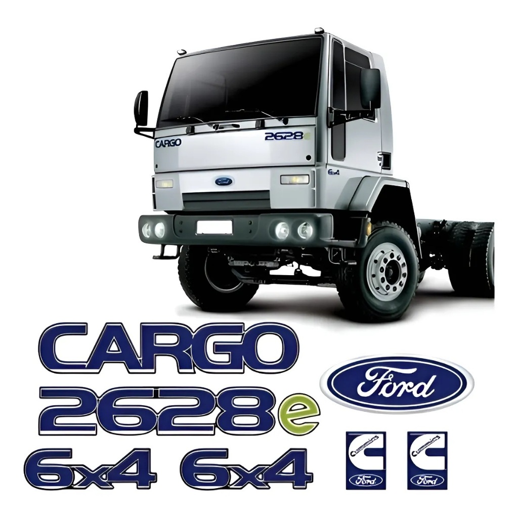 Kit Adesivos Caminhões Ford Cargo 2628e 6x4 Cummins Cromado