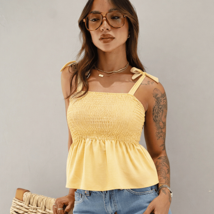 Blusa Bata Blusinha Cropped Feminino Coleção Candy Colors Elástico com Babado Soltinha Peplum Moda Gringa Verão