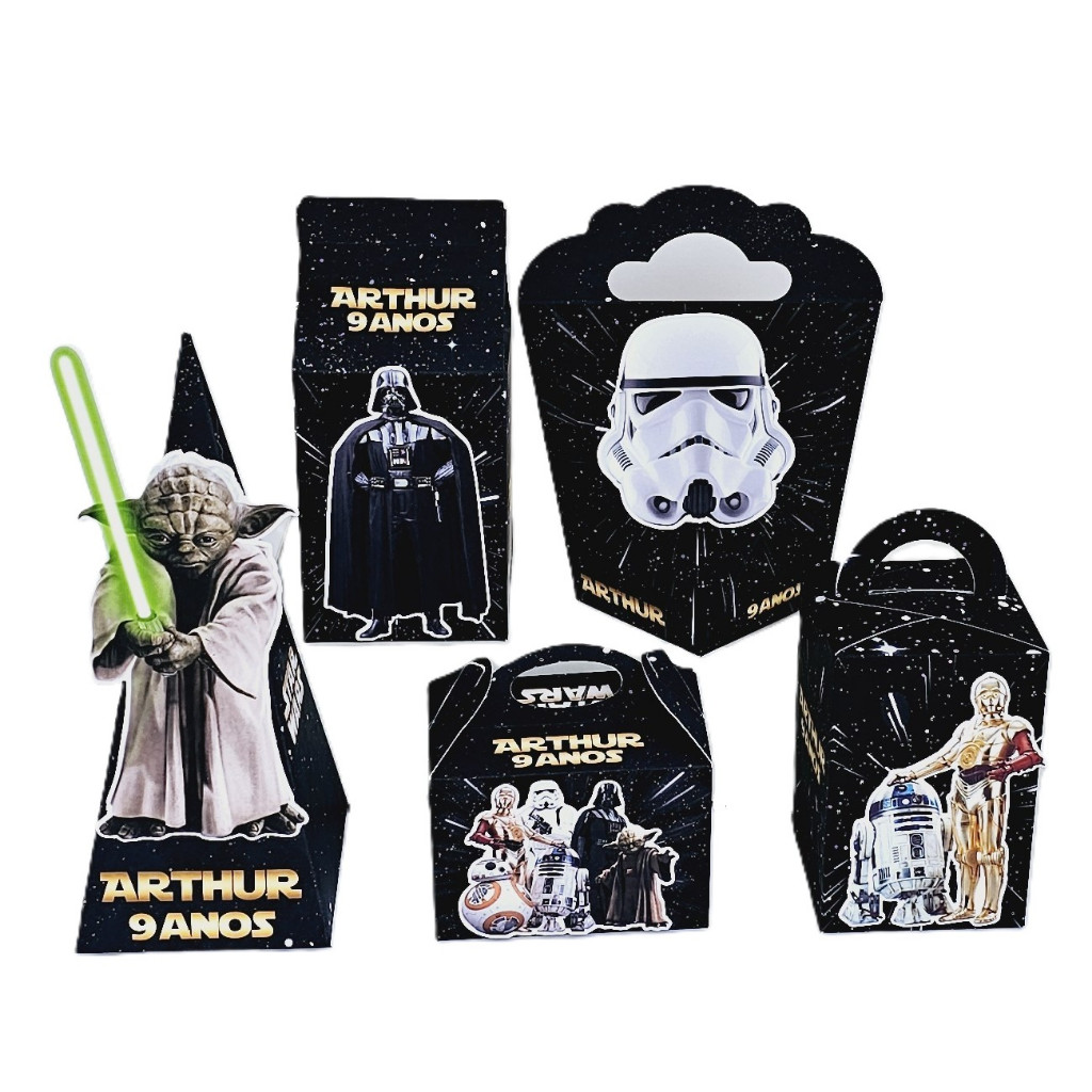 Kit STAR WARS Caixinhas 3D Personalizadas Lembrancinhas Papelaria Festa