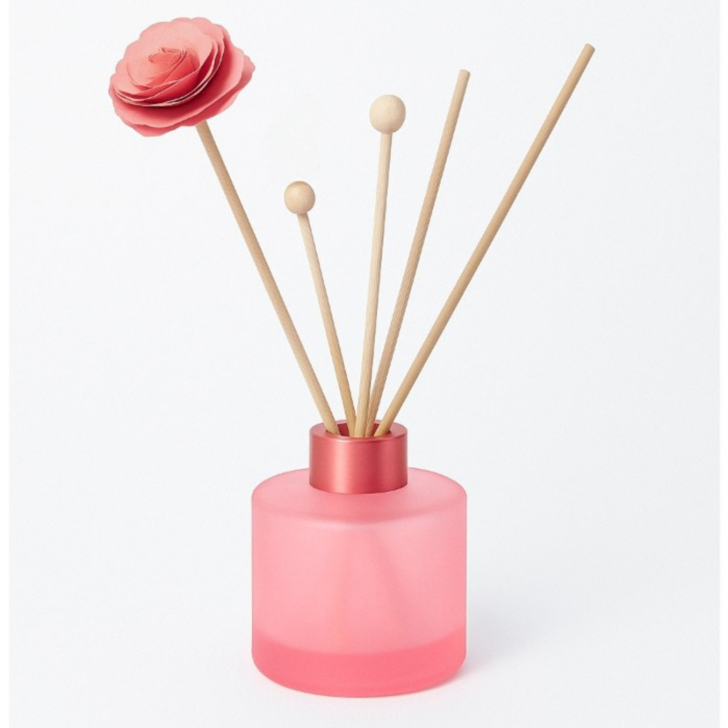 Vidro Picolo Difusor de Ambiente Rosa Fosco Luxo C/ Varetas Aromatizador