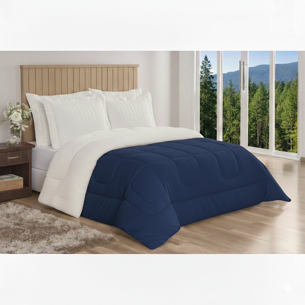 Coberdrom Edredom Solteiro Casal Queen Dupla Face Sherpa (Imita Pele de Carneiro) Peludo Felpudo