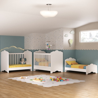 Berço Americano 3 em 1 para Colchão 70 x 130 cm Nuvem Multimóveis FG0536PA Branco em Oferta na Shopee