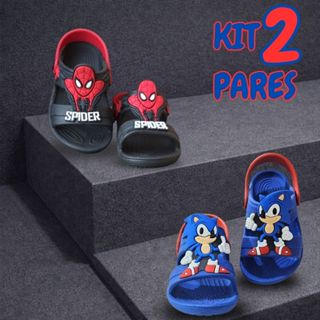 Kit Conjunto Dois Pares Papete Menino Criança Babuche Leve Confortável Verão Macia Volta as Aulas em Oferta na Shopee