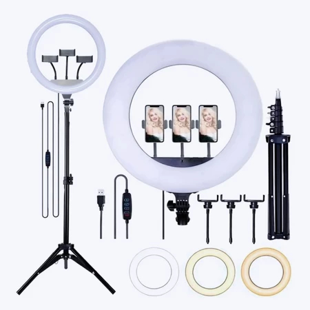 Ring Light Original 18 Polegadas Grande + Tripé 2 Mts com 3 Suportes Articulados