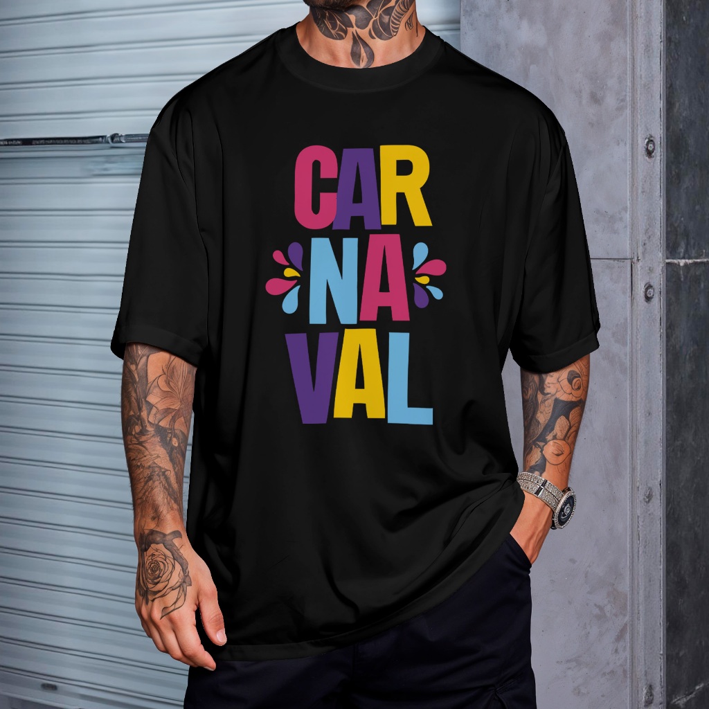 Camiseta Oversized Carnaval Bloquinho Folia Estampada REF 3398