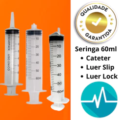Seringa Descartável 60ml Cateter Slip Lock