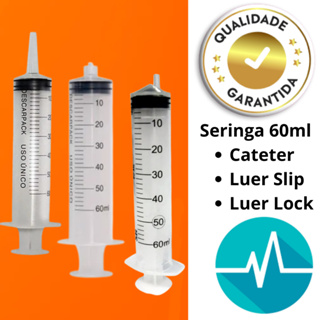 Seringa Descartável 60ml Cateter Slip Lock em Oferta na Shopee