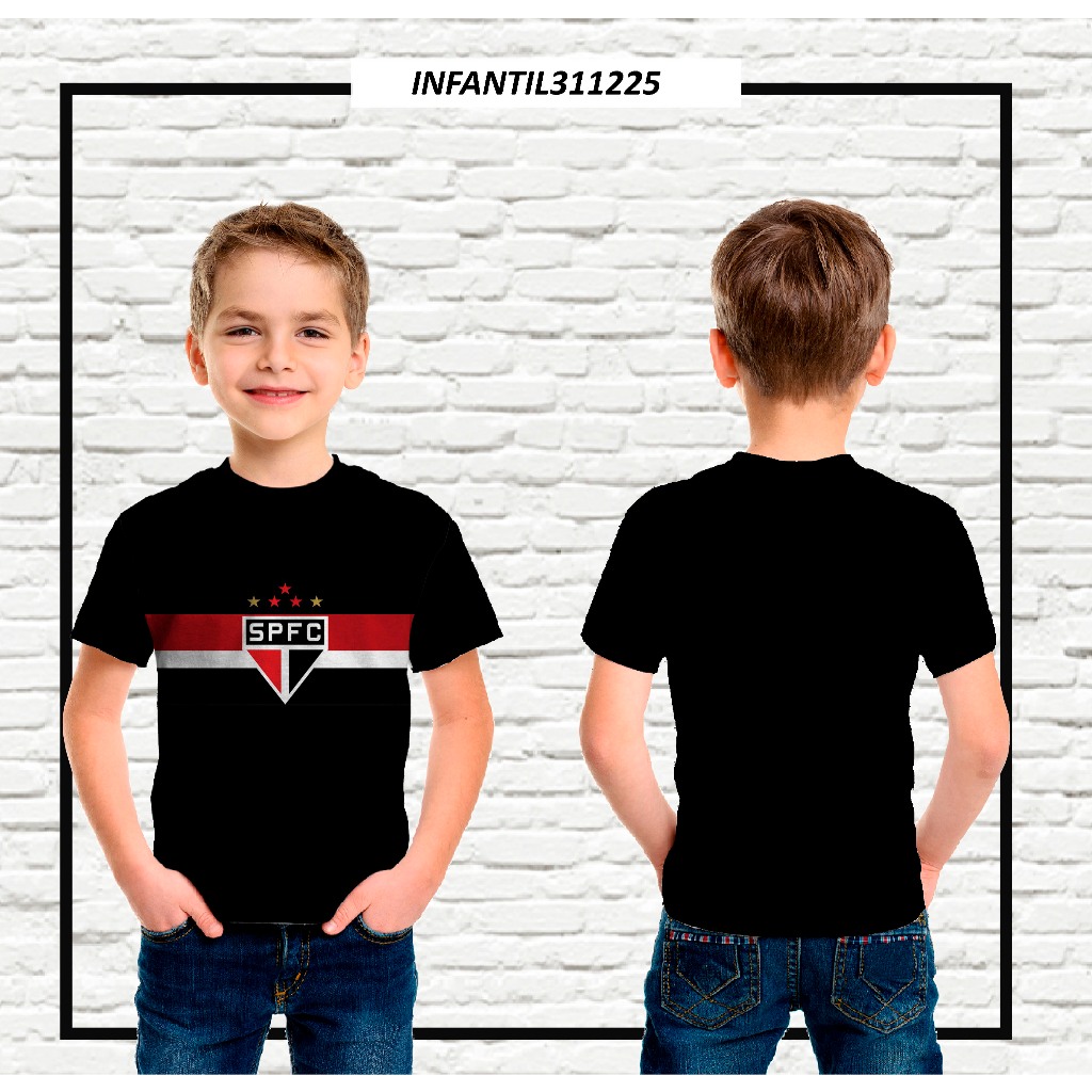 Camiseta Infantil São Paulo Tradicional em tecido Dryfit