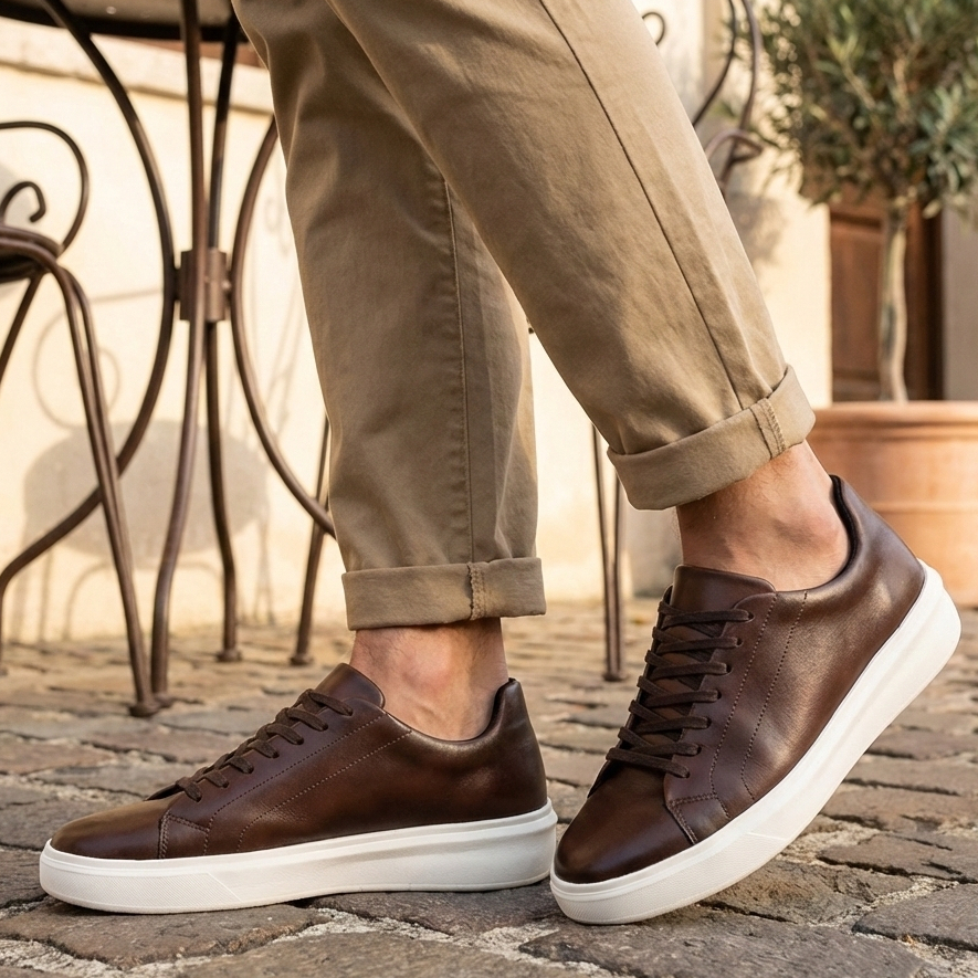 Tênis Masculino Casual Confortável Festa Casamento Faculdade Social Sapatenis Sapato Preto Marrom