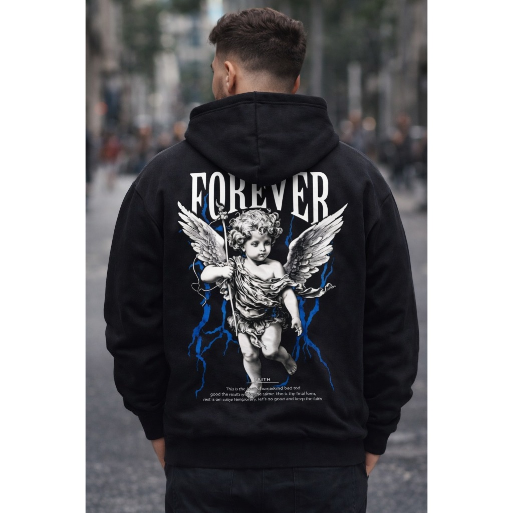 POLAR BEAR Moletom Com Capuz Canguru Casual Algodão Estampado Forever Angel