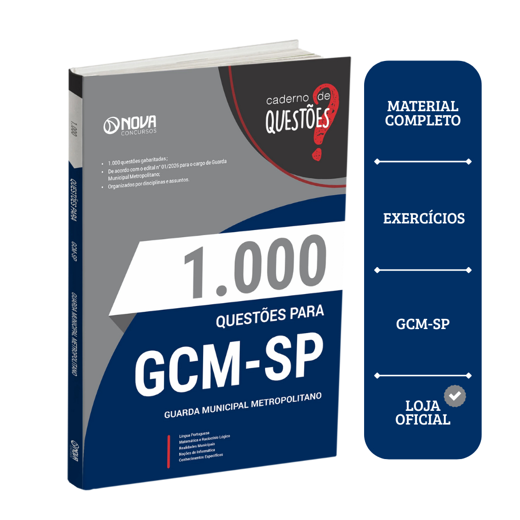 Imagem Livro 1000 Questões Gabaritadas para GCM-São Paulo - Guarda Civil Metropolitano - 3ª Classe