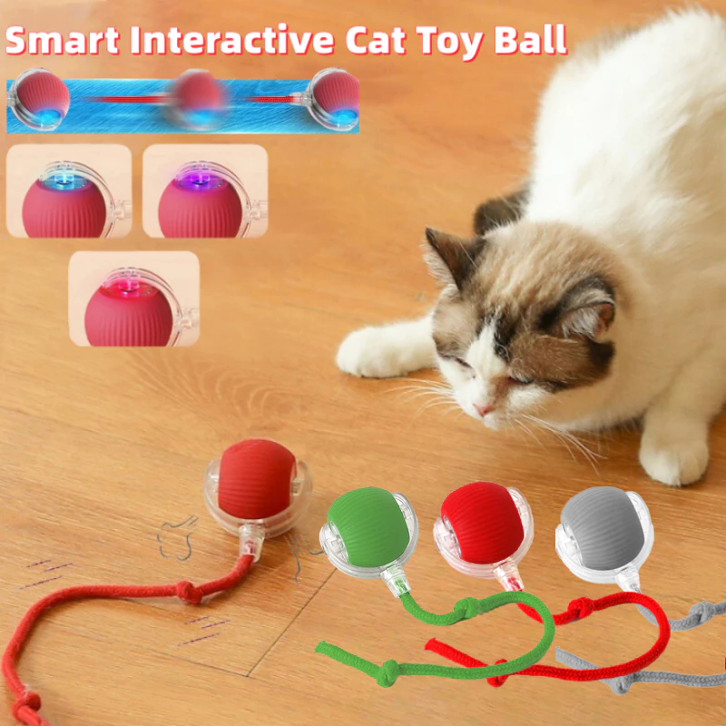 Brinquedo Interativo Inteligente P/ Gatos Automática Recarregável Cauda Falsa Bola Rolamento