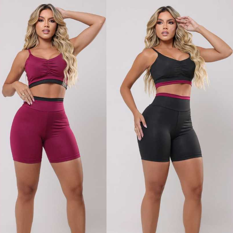 Conjunto Fitness Feminino Short e Top Academia Suplex Premium Zero Transparência