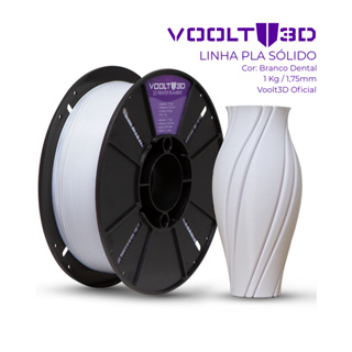 Filamento PLA Branco Dental Sólido Premium 1Kg 1,75mm Para Impressora 3D FDM - Voolt3D em Oferta na Shopee
