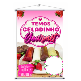 BANNER FAIXA GELADINHO GOURMET, GELADÃO, SACOLÉ, JUJU (BAN 526) em Oferta na Shopee