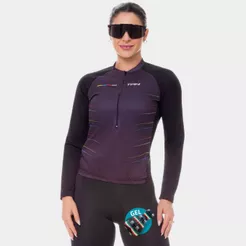 Kit Roupa Feminina Ciclismo Conjunto Camisa Blusa Manga Comprida Short Bermuda Gel Bike Pedal Speed