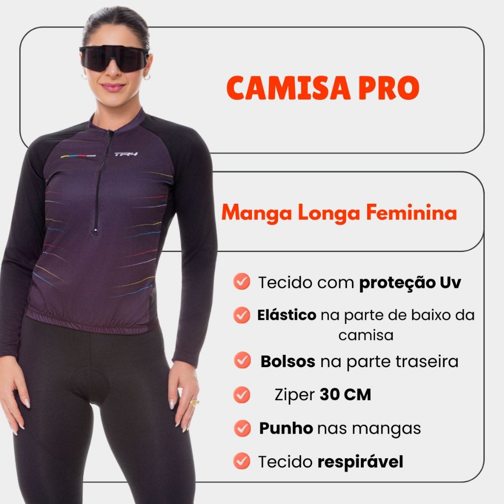 Kit Roupa Feminina Ciclismo Conjunto Camisa Blusa Manga Comprida Short Bermuda Gel Bike Pedal Speed · foto 2