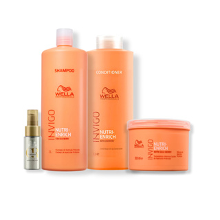 Kit Wella Professionals Nutri-Enrich - Shampoo 1L, Condicionador 1L, Mascara 500ml, Óleo Light 30ml em Oferta na Shopee