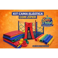 Kit Para Cama Elástica 3,05 Ziper Com Protetor + Rede + 8 Isotubos + 8 Ponteiras