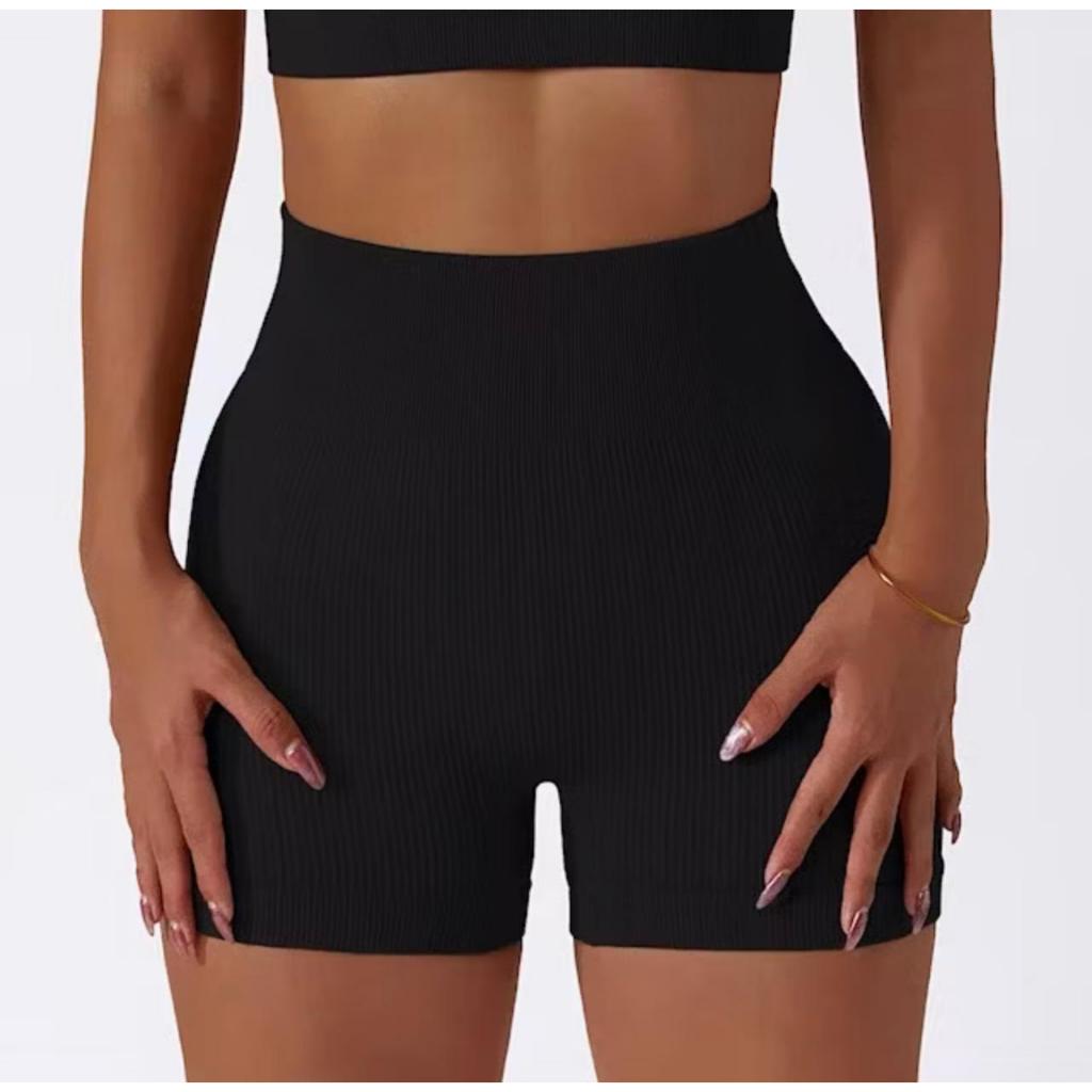 Short Feminino Legging Canelado Meia Coxa Fitness Academia Alta Modeladora