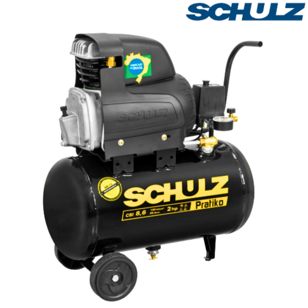 Compressor de ar Schulz Pratiko  8,6 pés 25L 2 hp 120 libras CSI Schulz 220V