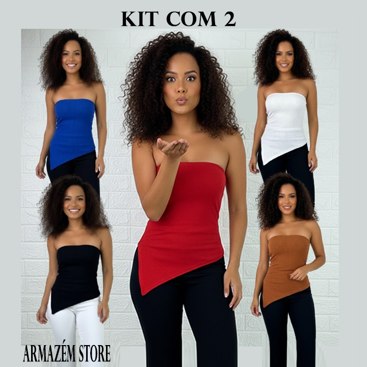 Kit 2 Tops Tomara Que Caia Assimétrico Anarruga Premium Feminino Verão Tendência 2026 Envio Rápido em Oferta na Shopee