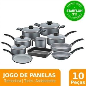 Jogo de Panelas Tramontina Turim Antiaderente Grafite 10 Peças - Comprar com Melhor Preço em Utensílios de Cozinha