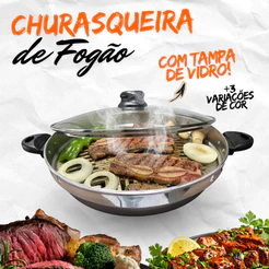Churrasqueira de Fogão Grill Alumínio tampa de vidro