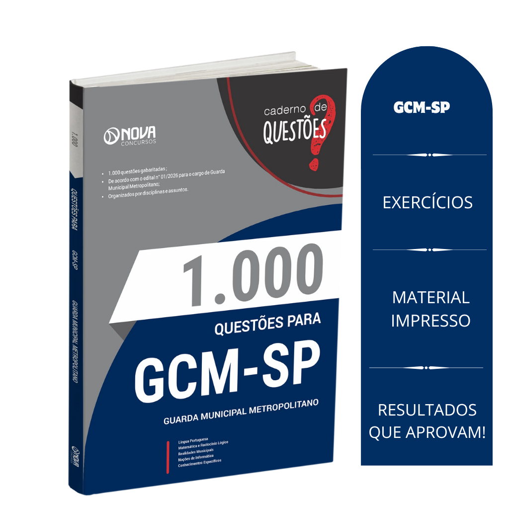Livro 1000 Questões Gabaritadas para GCM-São Paulo - Guarda Civil Metropolitano - 3ª Classe