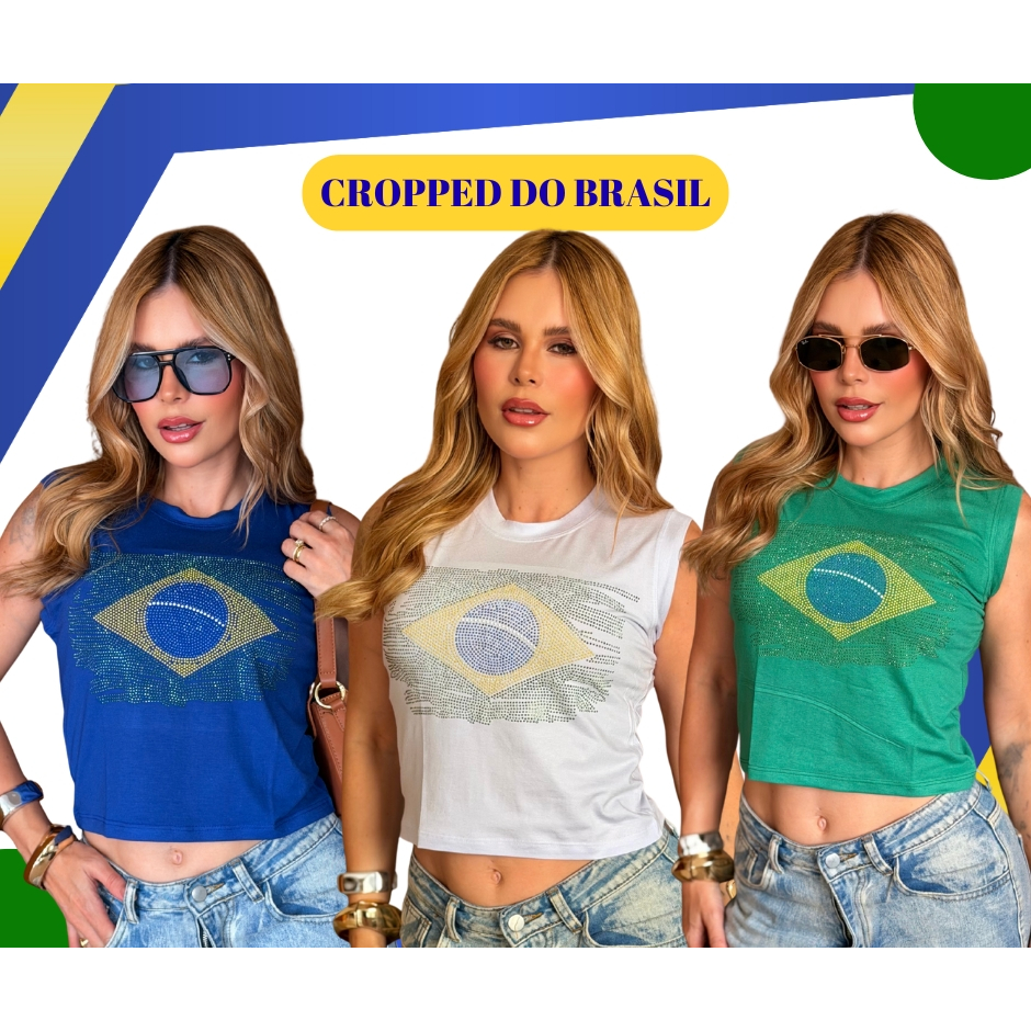 Cropped Feminino Seleção Brasileira Humo Ao Hexa Em Viscolycra Torcedora Fanática