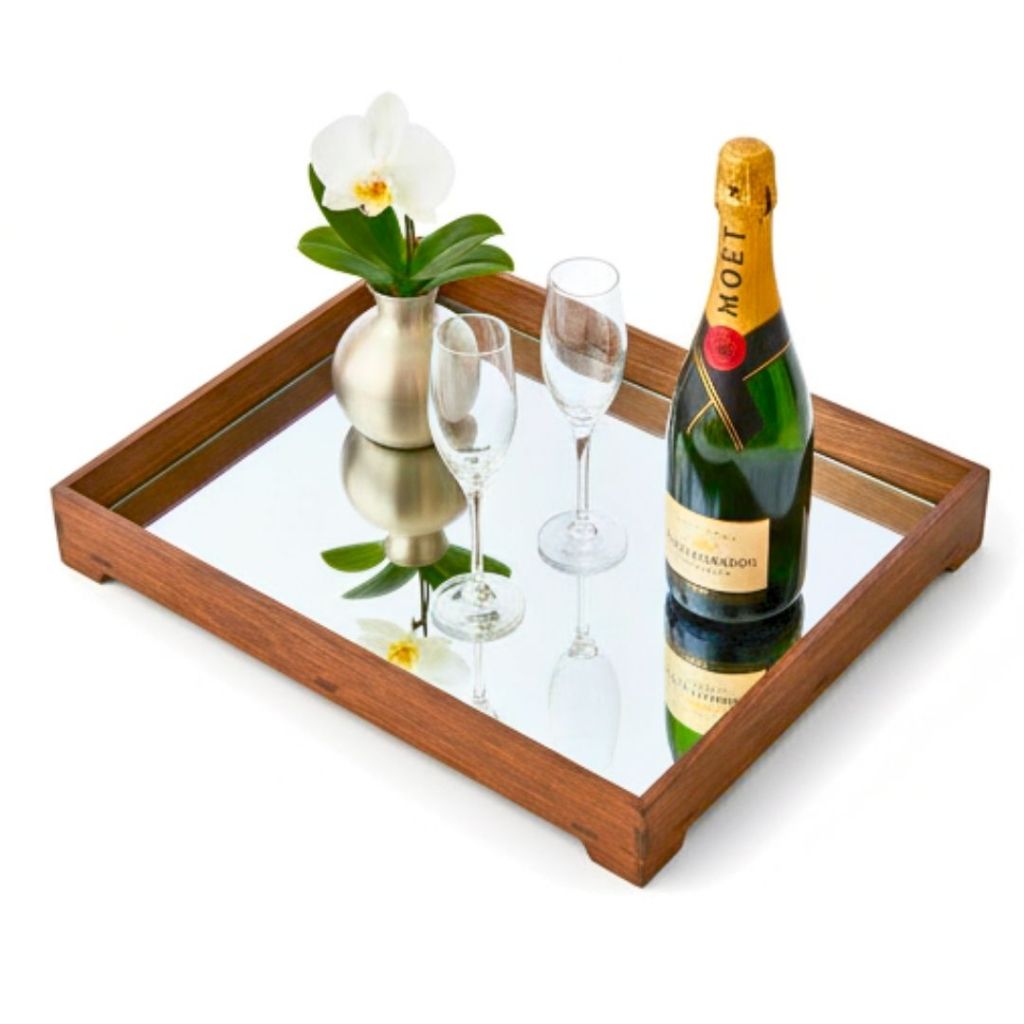 Bandeja Espelhada Decorativa Aparador Para Bebidas Café Bar Sala Luxo em Oferta na Shopee