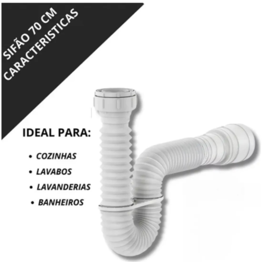 Conjunto, Valvula Click Inox Cor Dourada + Engate Inox 40 Cm + Sifao Universal 70 Cm — imagem 2 de 2
