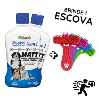 Shampoo Condicionador Matt 6x1 Antipulgas Carrapatos Sarna Cães Gatos + Escova Rastelo Brinde em Oferta na Shopee