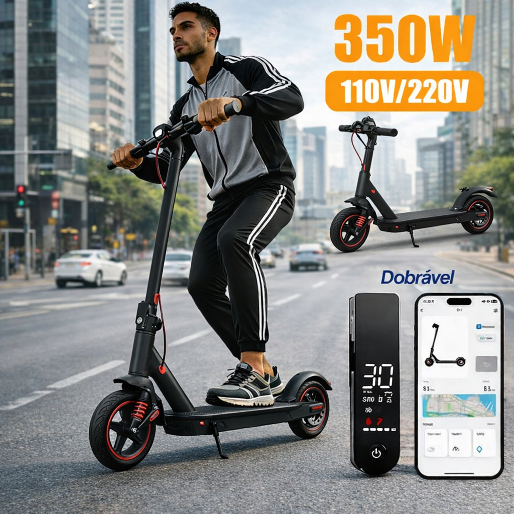 Patinete Elétrico Com Amortecedor Adulto 350W – Alta Velocidade, Bateria Longa e Suporta Até 150kg em Oferta na Shopee