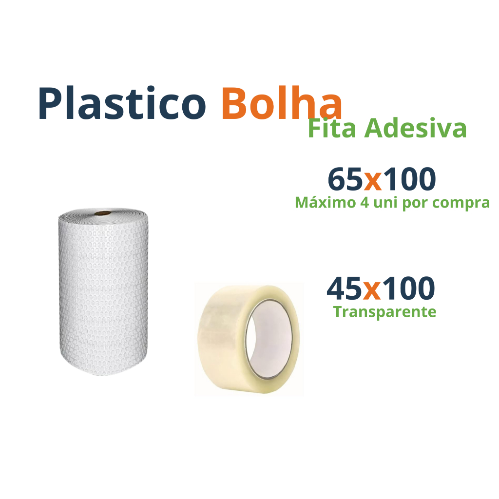 1 Plástico Bolha 65x100 Metros + 1 Fita Adesiva 45x100 - Envio Rápido ! 25 micras !