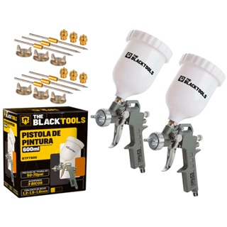 Kit Com 2 Pistola Pintura Gravidade 600ml + 3 Bicos - The Black Tools em Oferta na Shopee