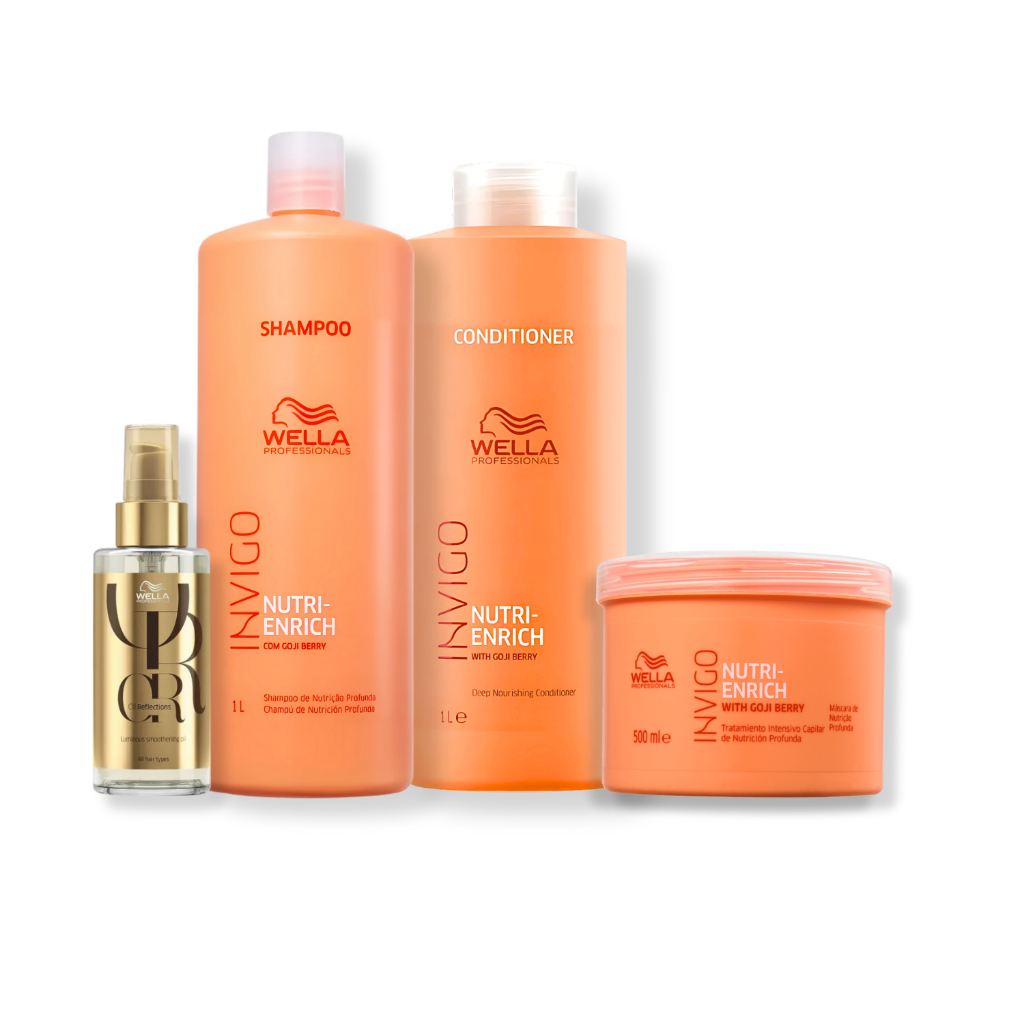 Kit Wella Professionals Nutri-Enrich - Shampoo 1L , Condicionador 1L , Máscara 500ml + Óleo 100ml