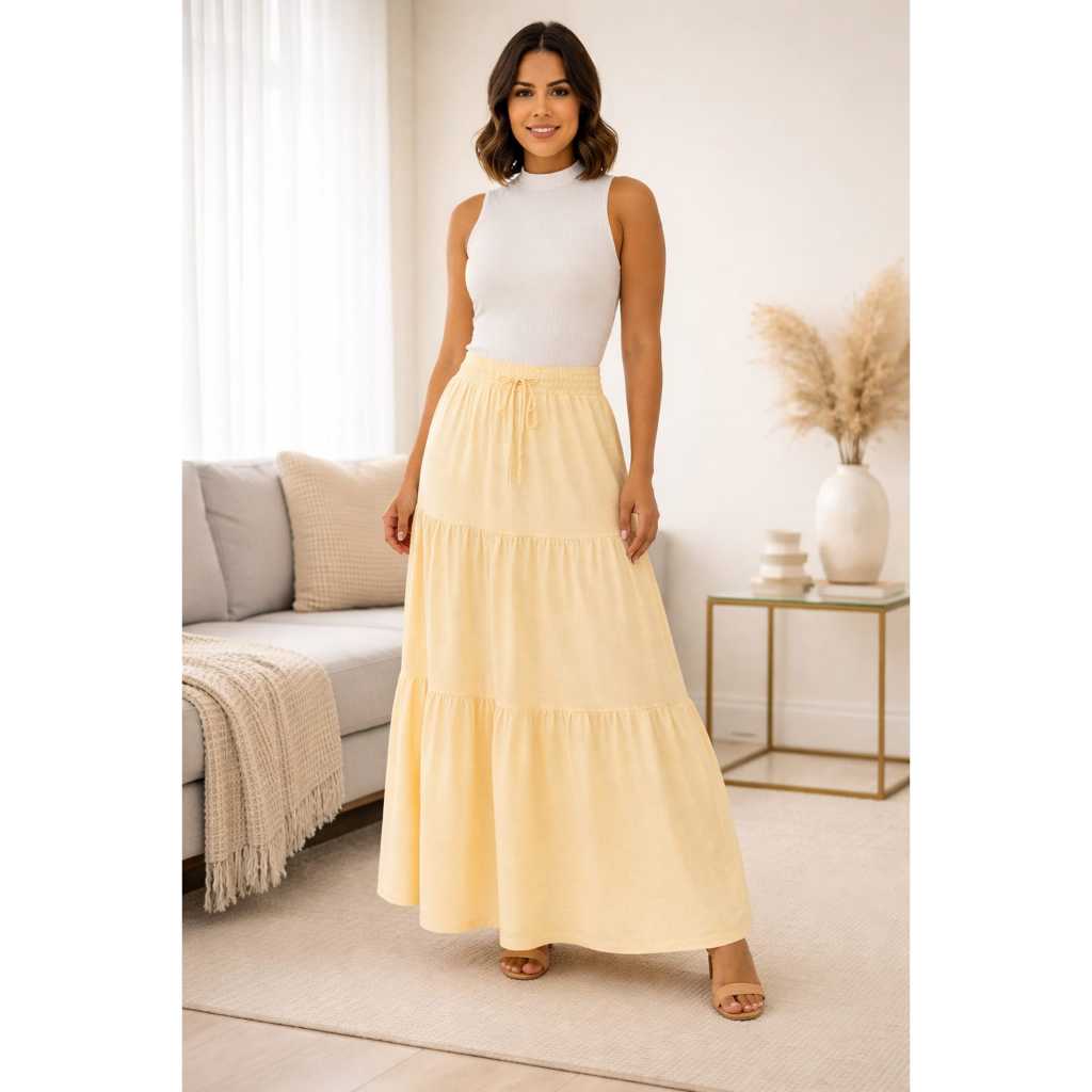 Saia Feminina longa Luxo Três Marias Tecido Duna Moda Evangélica Tendência em Oferta na Shopee