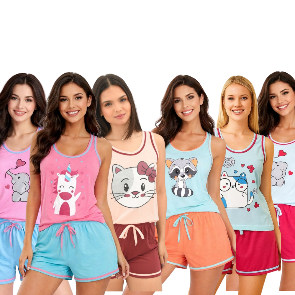 Pijama Baby Doll Regata Feminino Viés Duplo com Cadarço Confortável em Malha em Oferta na Shopee
