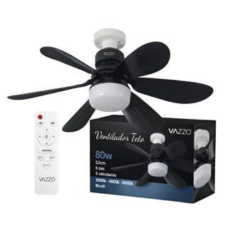 Ventilador de teto 80w 52cm 3 velocidades 6 pás 3 em 1 bivolt E27 Vazzo em Oferta na Shopee