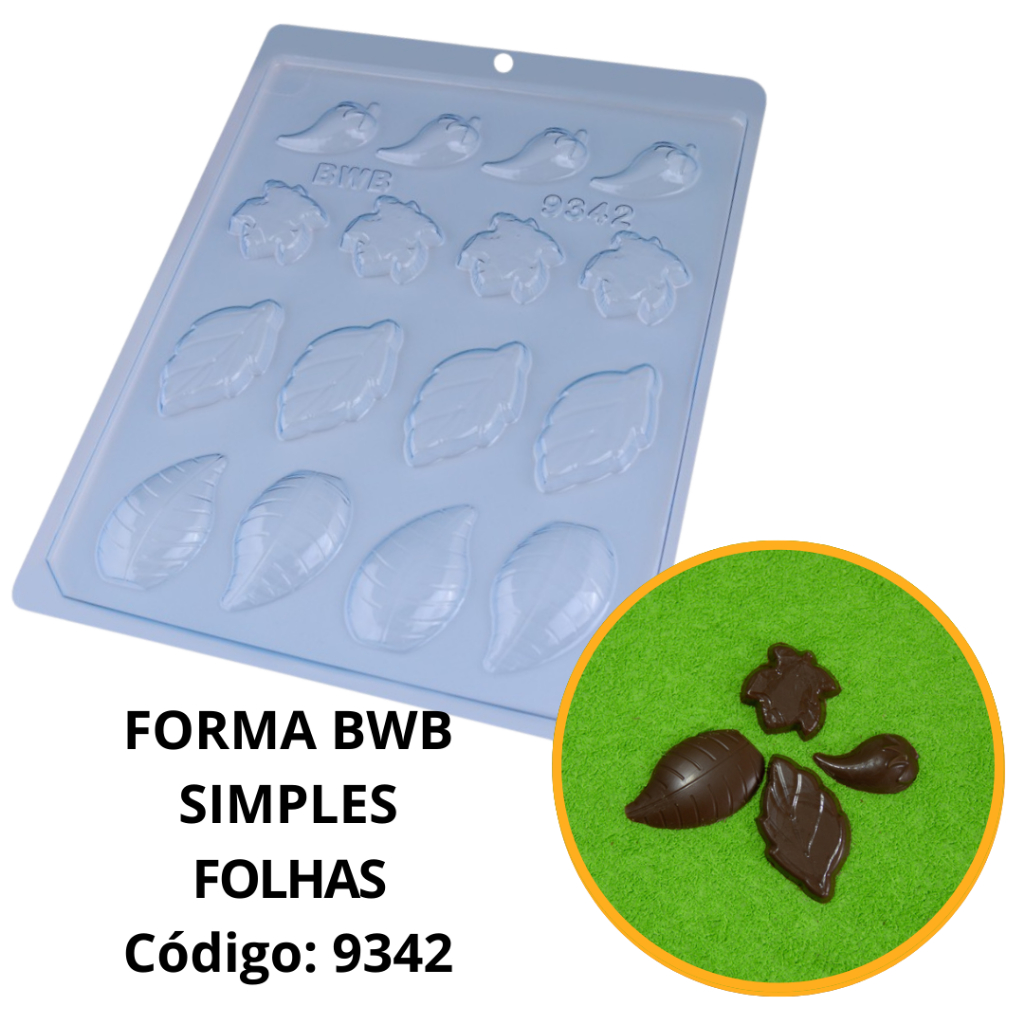 1~10 Forma Simples Folhas  9342 (J7) em Acetato BWB Para Bombom e Doces de Chocolate e Confeitaria