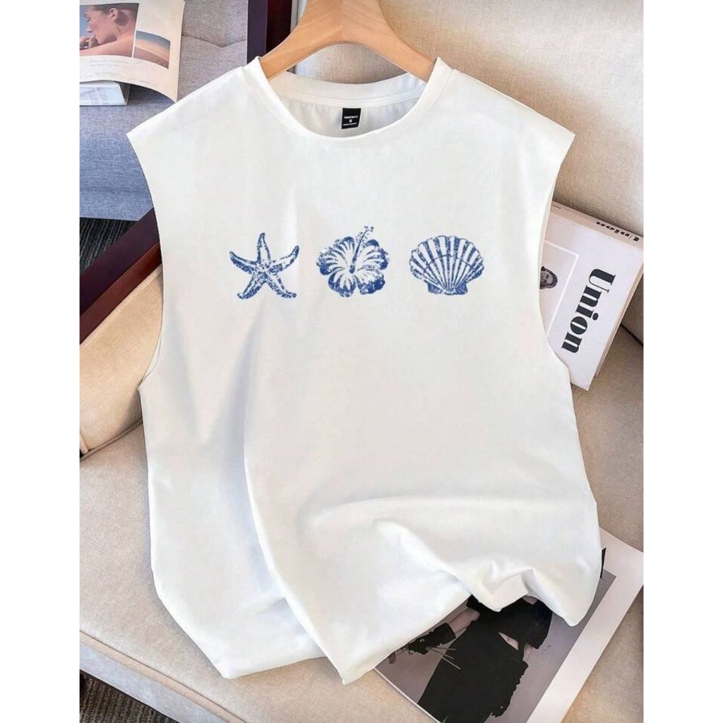 POLAR BEAR Regata Overzide Casual Algodao Estampado Concha