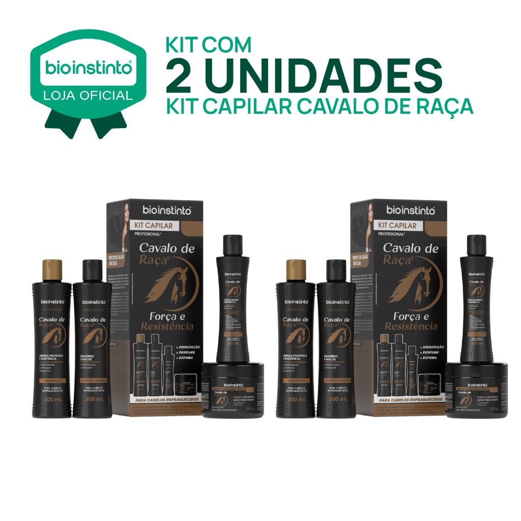 2 KITS CAVALO DE RAÇA Bio Instinto  8 Itens Força e Crescimento  Anti Queda Salão de Beleza Nutrição em Oferta na Shopee