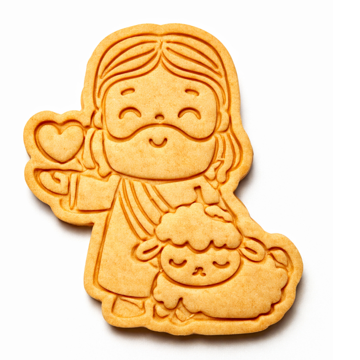 Biscoito Artesanal Decorado Religioso Jesus com UMA Ovelha  Lembrancinha Pascoa Cortador Biscoito