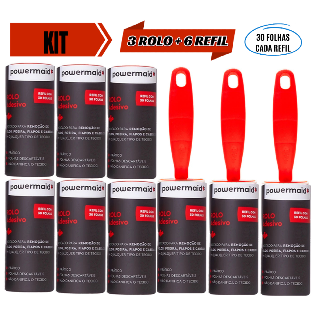 Kit 9 Rolo Rolinho Tira Pelos Roupa Sofá Adesivo Papa Bolinha Roupas 30 folhas cada Refil em Oferta na Shopee